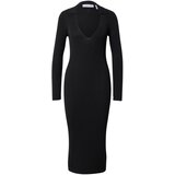 NU-IN Pletena obleka 'Collar' črna | Shoptok.si