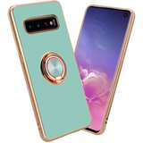 Cadorabo Samsung v sijajni turkizni - Zlato z obročem silikonski/TPU ovitek z zaščito pred kamero in držalo magnetnega avtomobila, (20602954) | Shoptok.si