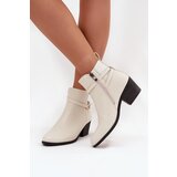 Boto Womens Ankle Boots With Zipper With Strap And Gold Detail Light Beige Zelinae | shoptok.hr
