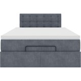 vidaXL Otomanski posteljni okvir z vzmetnico siv 120x200 cm žamet | Shoptok.si