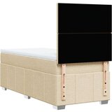 vidaXL Box spring postelja z vzmetnico krem 90x200 cm blago | Shoptok.si