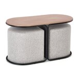  Komplet konferencijski stočić NILDO 90x45 cm + 2 tabureta braon/siva | Eponuda.com