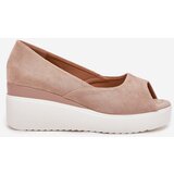 Boto Women's wedge sandals made of eco suede beige Velira | Shoptok.si