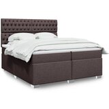 vidaXL Krevet s oprugama i madracem tamnosmeđi 200x200 cm od tkanine | shoptok.hr