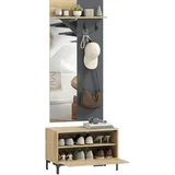 garderobni set MDF, ogledalo 60D x 13,5Š x 127,5V cm naravni les, (5000242540)