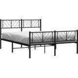  Metalni okvir kreveta uzglavlje i podnožje crni 135x190 cm | shoptok.hr