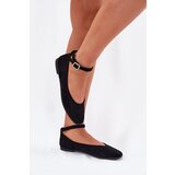 Boto Eco Suede Ballet Flats With Strap And Buckle Black Deomira | Shoptok.si