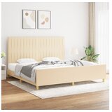  Posteljni okvir z vzglavjem krem 200x200 cm blago | Shoptok.si