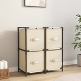 Ormarić za pohranu s 4 platnene košare krem 63x30x71 cm čelični | shoptok.hr