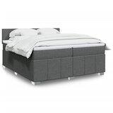 vidaXL Box spring postelja z vzmetnico temno siva 200x200 cm blago | Shoptok.si
