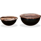  Set Stolića za Kavu 2 kom Masivno Obnovljeno Drvo Crni Oblik Zdjele | shoptok.hr