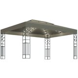 In Paviljon z dvojno streho in LED lučkami 3x4 m taupe | Shoptok.si