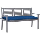 The Living Store Vrtna klop za 3 osebe z blazino 150 cm siv evkaliptusov les - Klop, (21467877) Cene