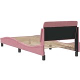 vidaXL Posteljni okvir z vzglavjem roza 90x190 cm žamet | Shoptok.si
