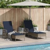 vidaXL Ležaljka Set od 3 Siva i modra PE ratan, metal Sklopivo | shoptok.hr