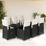 vidaXL 9-dijelni vrtni bistro set od poliratana s jastucima crni Cijene
