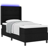 vidaXL Box Spring Postelja z Blazino in LED Črna 80x200 cm Tkanina | Shoptok.si