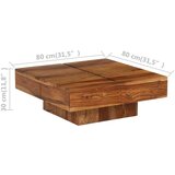 vidaXL stolić za kavu od masivnog drva šišama 80 x 80 x 30 cm | shoptok.hr