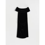 Reserved - Midi haljina od velura - crno | shoptok.hr