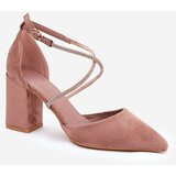 Boto Pumps With Pointed Toes And Decorated Straps On A Heel Dark Beige Verithas | Shoptok.si