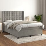vidaXL Krevet s oprugama i madracem svjetlosivi 140x190 cm baršunasti Cijene