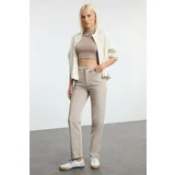 Trendyol Beige Straight Fit Woven Trousers