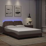 Maison Chic Posteljni okvir - Dvoposteljna postelja - Zakonska postelja z LED lučkami siv 120x200 cm umetno usnje, (21695431) | Shoptok.si