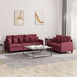  2-dijelni set sofa s jastucima crvena boja vina od tkanine Cijene