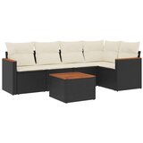  6-dijelni set vrtnih sofa s jastucima crni od poliratana | shoptok.hr
