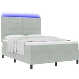 vidaXL Box Spring postelja z vzmetnico in LED svetlobo svetlo siva 140x190 cm žamet | Shoptok.si