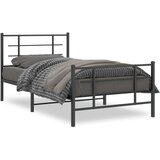 Furnova Kovinski posteljni okvir z vzglavjem in vznožjem črn 100x190 cm, (21938615) | Shoptok.si