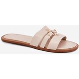 Boto Flat Women's Slippers With Golden Detail Beige Noroti | shoptok.hr