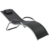 Outsunny aluminijasti ležalnik za sončenje, črn Tekstilni vrtni ležalnik z odstranljivim naslonom za glavo 160x60x65 cm, (20754230) Cene