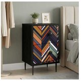 vidaXL Noćni ormar OMMEN Crni hrast 36 x 33 x 61 cm Konstruirano drvo - Geometrijski uzorak 1 | shoptok.hr