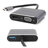 Adapter Type C na HDMI VGA PD USB3.0 ST-C0401 4 u 1 sivi