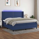  Box spring postelja z vzmetnico LED modra 200x200 cm blago, (20999359) | Shoptok.si