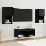 vidaXL TV stene 4 pcs Črna Orehovina 30,5 x 30 x 60 cm Konstruiran les | Shoptok.si