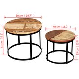  Dvodijelni set stolića za kavu obnovljeno drvo okrugli 40/50 cm | shoptok.hr