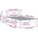  Krevetna konstrukcija s uzglavljem Vosak smeđa 120 x 190 cm | shoptok.hr