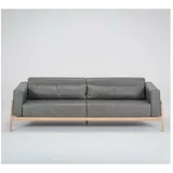 Gazzda kauč od tamnosive bivolje kože s masivnom hrastovom konstrukcijom Fawn, 240 cm