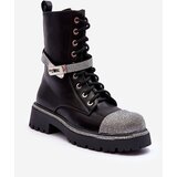 Kesi Leather Decorated Shoes Workers Women's Black Totah Cene