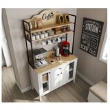 Hanah home FRN-20075 WoodenWhite Coffee Bar Cabinet | ePonuda.com