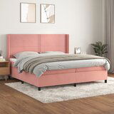 The Living Store Box spring postelja z vzmetnico roza 200x200 cm žamet - Box Spring Postelja, (21493274) | Shoptok.si