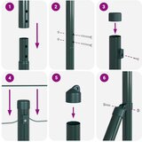 vidaXL varjena žičnata ograja s 7 flanšnimi stebrički Zelena 1.4x10 m Jeklo | Shoptok.si