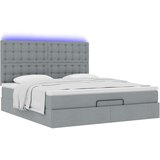vidaXL Otomanski posteljni okvir z vzmetnico siv 160x200 cm blago | Shoptok.si
