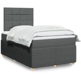 vidaXL Box spring postelja z vzmetnico temno siva 120x200 cm blago | Shoptok.si