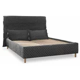 Miuform Sivi tapecirani bračni krevet s podnicom 160x200 cm Sleepy Luna -