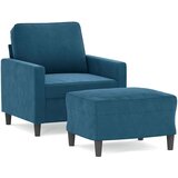  Fotelja s tabureom plava 60 cm baršunasta | shoptok.hr