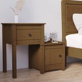 The Living Store Nočna omarica medeno rjava 79,5x38x65,5 cm trdna borovina - Nočna Omarica, (21433373) | Shoptok.si