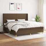 Box spring postelja z vzmetnico temno rjav 200x200 cm blago, (20999406) Cene